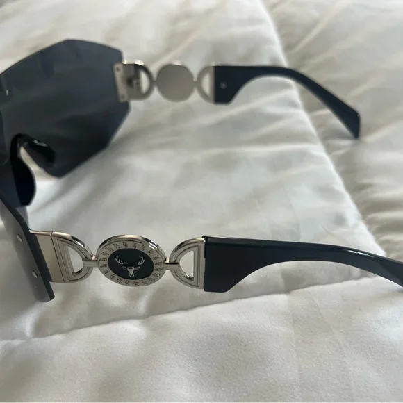 Woman’s Silver and Black Shield Sunglasses - Picture 3 of 3